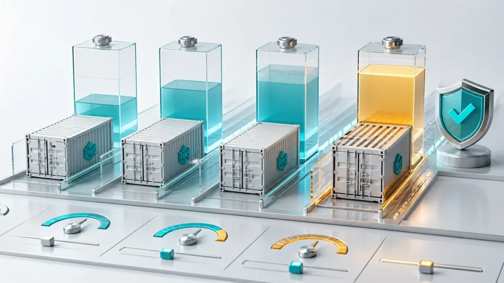 A bright editorial illustration showing Docker containers operating inside bounded CPU and memory resource lanes.